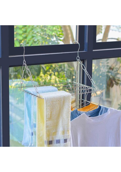 2x Çok Fonksiyonlu Giysiler Kurutma Rafı Paslanmaz Çelik Çamaşır Giysisi Takılı Kıyafetler Havlular Çoraplar Için Askı (Yurt Dışından) modelleri