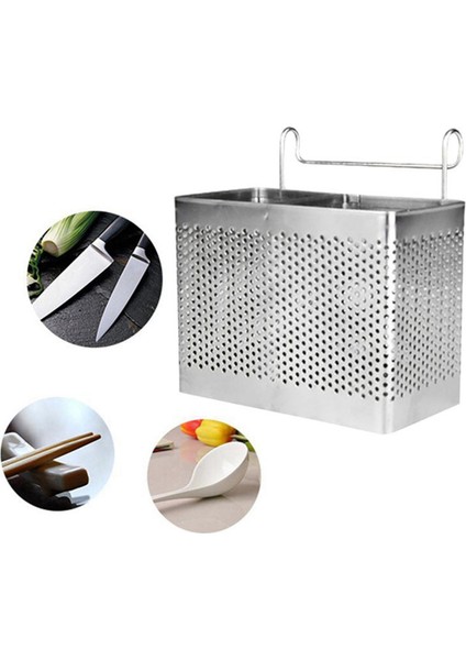 2x Paslanmaz Çelik Çubuklar Tutucu Asılı Çatal Bıçak Takımı Kurutma Sepet Sofra Takımı Kancalarla Mutfak Mutfak Teslim (A) (Yurt Dışından) fiyatları