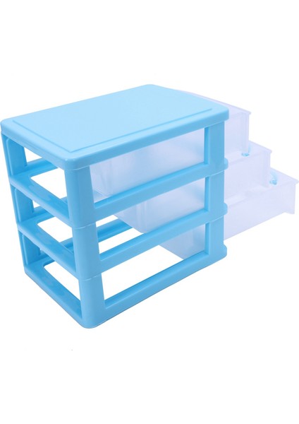 2x Mini Yarı Saydam Çekmece Tipi Plastik Saklama Kutusu （mavi 3 Katmanlar） (Yurt Dışından) indirimleri