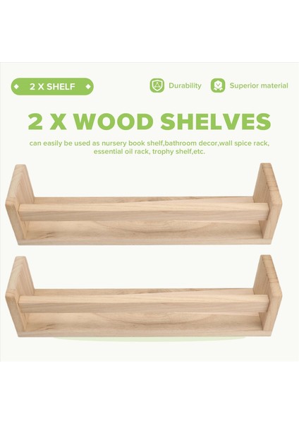 2pcs Kitaplık Çocuklar Için Doğal Ahşap Yüzen Duvar Kitaplığı Duvar Için Kreş Rafları Banyo Dekoru Mutfak Baharat Rafı (Yurt Dışından) fırsatları