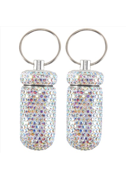 2pcs Bling Medicine Hap Şişesi Kapsül Saklama Kutusu Mini Taşınabilir Rhinestones Kristal Seyahat Kılıf Tüpleri (Renkli) (Yurt Dışından)