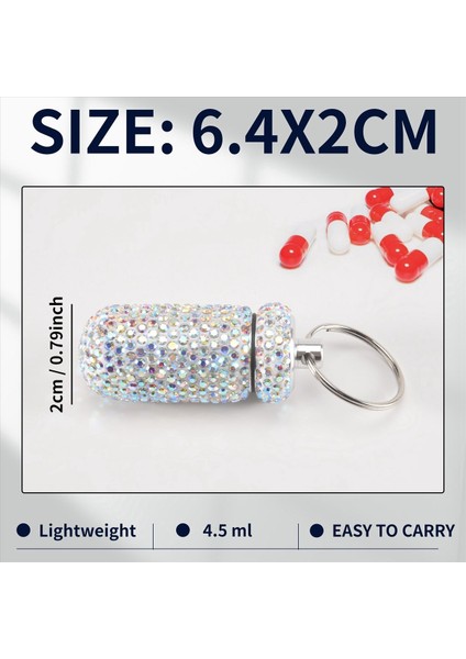 2pcs Bling Medicine Hap Şişesi Kapsül Saklama Kutusu Mini Taşınabilir Rhinestones Kristal Seyahat Kılıf Tüpleri (Renkli) (Yurt Dışından) fırsatları