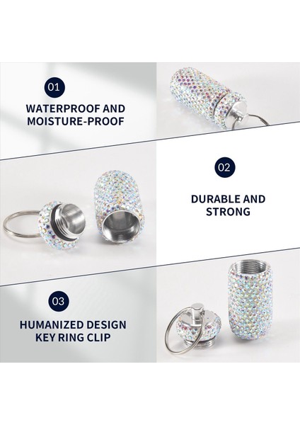 2pcs Bling Medicine Hap Şişesi Kapsül Saklama Kutusu Mini Taşınabilir Rhinestones Kristal Seyahat Kılıf Tüpleri (Renkli) (Yurt Dışından) indirimleri