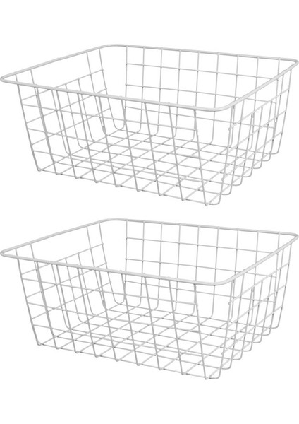 2 Paket Tel Depolama Sepetleri Çiftlik Evi Metal Tel Sepet Dondurucu Depolama Organizatör Kutuları Tutamaklı (Beyaz) (Yurt Dışından) modelleri