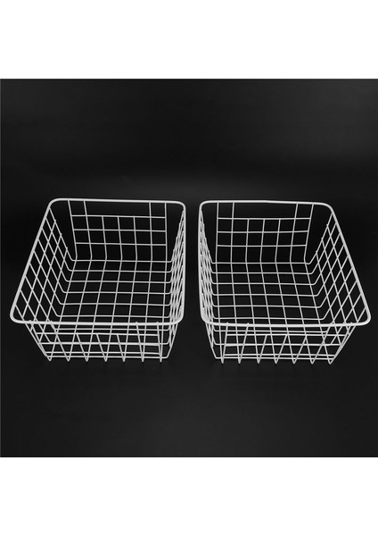 2 Paket Tel Depolama Sepetleri Çiftlik Evi Metal Tel Sepet Dondurucu Depolama Organizatör Kutuları Tutamaklı (Beyaz) (Yurt Dışından) indirimleri