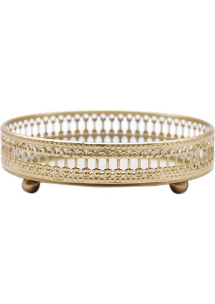 3x Altın Demir Mücevher Depolama Tepsisi Cam Ayna Makyaj Yöneticisi Masaüstü Kozmetik Tatlı Dekoratif Ekran Tepsi 25CM (Yurt Dışından) fiyatları