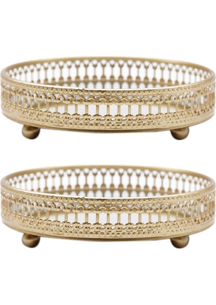 3x Altın Demir Mücevher Depolama Tepsisi Cam Ayna Makyaj Yöneticisi Masaüstü Kozmetik Tatlı Dekoratif Ekran Tepsi 25CM (Yurt Dışından) modelleri