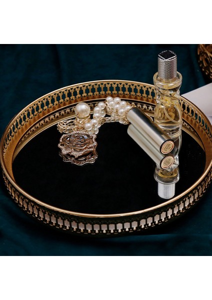 3x Altın Demir Mücevher Depolama Tepsisi Cam Ayna Makyaj Yöneticisi Masaüstü Kozmetik Tatlı Dekoratif Ekran Tepsi 25CM (Yurt Dışından) indirimleri