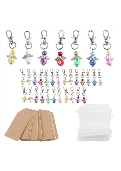 Guardian Angel Kolye Yıldız Kolye ile Angle Anahtar Yüzük Şanslı Konuk Leri Düğün Kızlar Organza Çantası ile Guardian Angel (Yurt Dışından) fiyatları