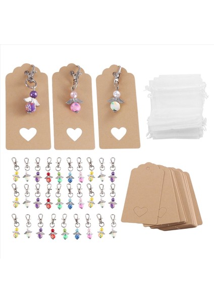 Guardian Angel Kolye Yıldız Kolye ile Angle Anahtar Yüzük Şanslı Konuk Leri Düğün Kızlar Organza Çantası ile Guardian Angel (Yurt Dışından) modelleri