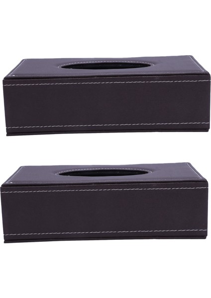 2x Taşınabilir Deri Dikdörtgen Doku Kapağı Kutu Tutucular Kasa Pompalama Kağıt Otel Ev Araba Si Kahverengi (Yurt Dışından)