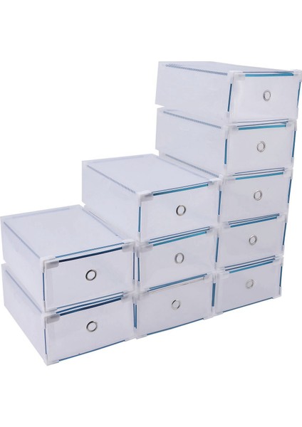 10 Paket Plastik Istiflenebilir Ayakkabı Depolama Organizatörü Temiz Çekmece Kutusu Metal Çerçeve (Yurt Dışından) fiyatları