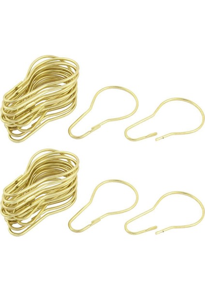 40 Adet Altın Tonu Calabash Tasarım Duş Perdesi Yüzük Kancalar Metal Banyo (Yurt Dışından)