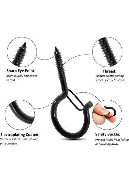 20PCS Q Askılı Kancalar Ağır Duvar Tavan Kancaları Güvenlik Tokalı Dış Mekan Vidalı Kancalar Asma Işık Bitkileri (Yurt Dışından) fırsatları