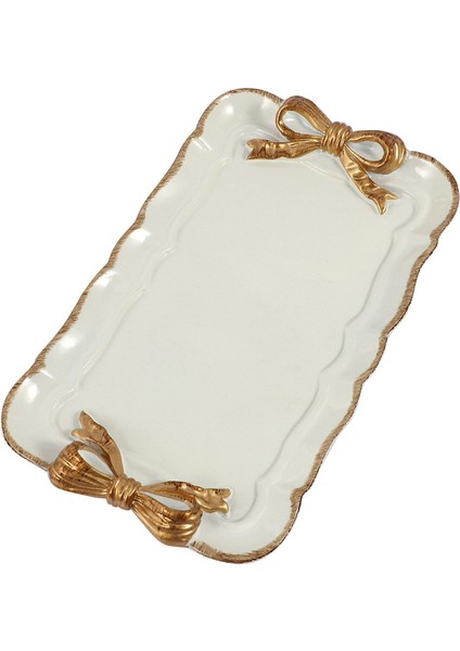 2x Avrupa Tarzı Yay Kek Depolama Tepsileri Makyaj Organizatörü Tatlı Tabak Kare Dekor Tepsisi Mutfak Tepsileri 12X20CM Beyaz (Yurt Dışından) fiyatları