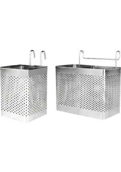 2x Paslanmaz Çelik Çubuklar Tutucu Asılı Çatal Bıçak Takımı Kurutma Sepet Sofra Takımı Kancalarla Mutfak Eşyası (B &amp A) (Yurt Dışından)