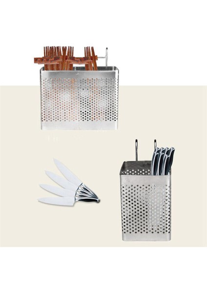 2x Paslanmaz Çelik Çubuklar Tutucu Asılı Çatal Bıçak Takımı Kurutma Sepet Sofra Takımı Kancalarla Mutfak Eşyası (B &amp A) (Yurt Dışından) modelleri