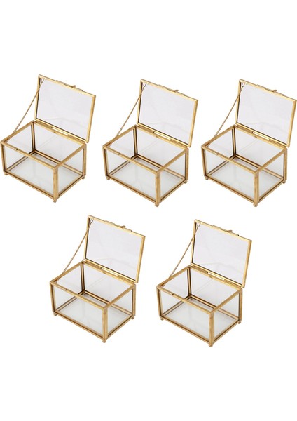 5x Geometrik Cam Tarzı Takı Kutusu Tablo Konteyneri Takı Kutsakları Görüntülemek Için Ev Konteyneri Ewelry Depolama (Yurt Dışından)