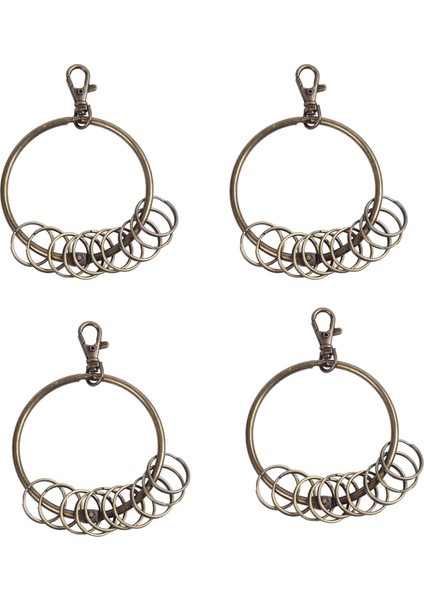 4x Bronz Ton Karabinası Mahkum Keying 10 Döngü Ana Zincir Yüzük 7 6cm (Yurt Dışından)