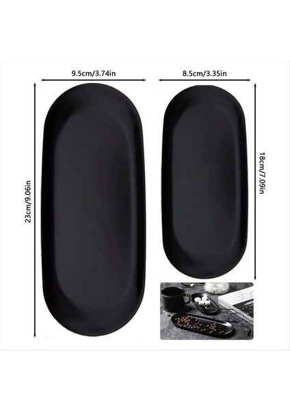 Oval Depolama Tepsisi Ürünleri Tepsisi Oval Kozmetik Tepsiler Mum Tepsisi Siyah Servis Tepsiler Ev Dekorasyonu Için Büfe Plaka (Yurt Dışından) modelleri