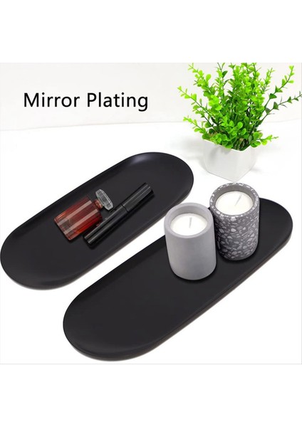 Oval Depolama Tepsisi Ürünleri Tepsisi Oval Kozmetik Tepsiler Mum Tepsisi Siyah Servis Tepsiler Ev Dekorasyonu Için Büfe Plaka (Yurt Dışından) fırsatları