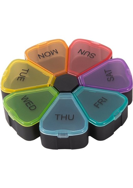 Yuvarlak Taşınabilir Hap Kutusu Tıp Planlayıcısı Yuvarlak Şekleli Küçük Kılıf Haftalık Hap Organizatör 7 Taraflı Hap Hatırlatma (Yurt Dışından)