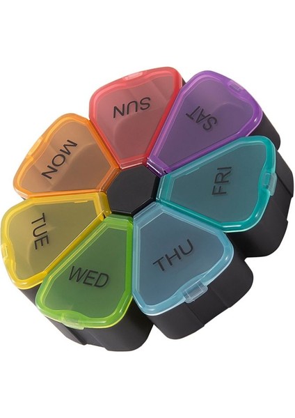 Yuvarlak Taşınabilir Hap Kutusu Tıp Planlayıcısı Yuvarlak Şekleli Küçük Kılıf Haftalık Hap Organizatör 7 Taraflı Hap Hatırlatma (Yurt Dışından) fiyatları