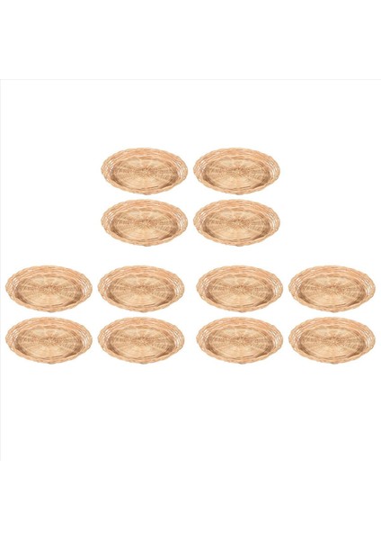 12 Pcs Bambu Kağıt Plaka Tutucu - 10 Inç Yuvarlak Dokuma Plaka Tutucu Piknik Partisi Için Yeniden Kullanılabilir Kağıt Plaka Tutucuları (Yurt Dışından)