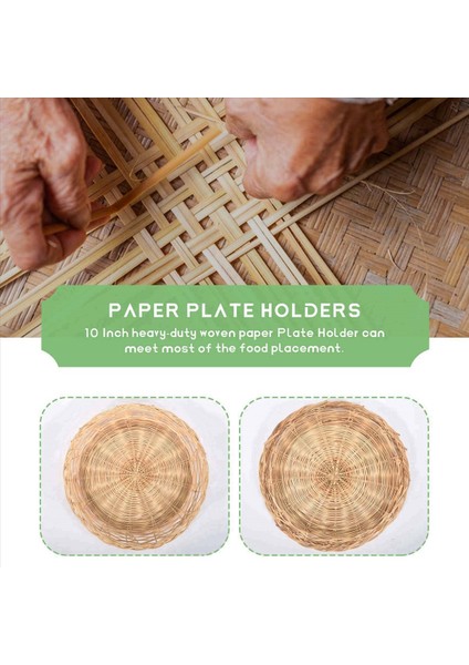 12 Pcs Bambu Kağıt Plaka Tutucu - 10 Inç Yuvarlak Dokuma Plaka Tutucu Piknik Partisi Için Yeniden Kullanılabilir Kağıt Plaka Tutucuları (Yurt Dışından) indirimleri