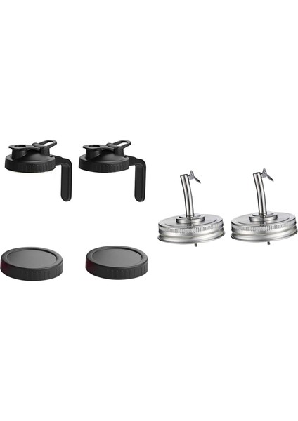 2 Pcs Kavanoz Yağı Çıkma Kapak Yağı Dökme Spout Dispenser &amp 1 Set Geniş Ağız Mason Kavanozu Dökme Kapakları (Yurt Dışından)