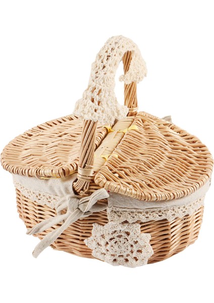 El Yapımı Hasır Sepet Hasır Kamp Piknik Sepeti Alışveriş Depolama Engel ve Ahşap Hasır Piknik Sepeti (Yurt Dışından)