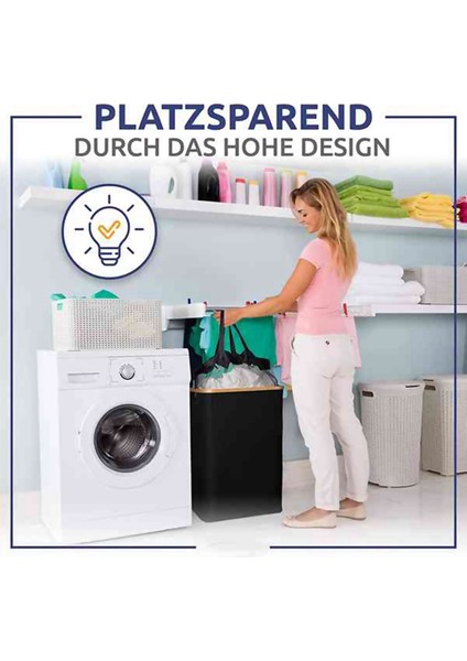 Kapaklı 2x Çamaşır Sepeti Çıkarılabilir Çamaşır Torbası ile Siyah Çamaşır Sepeti - Banyo ve Yatak Odası Için Çamaşırhane Sıralayıcısı (Yurt Dışından) modelleri