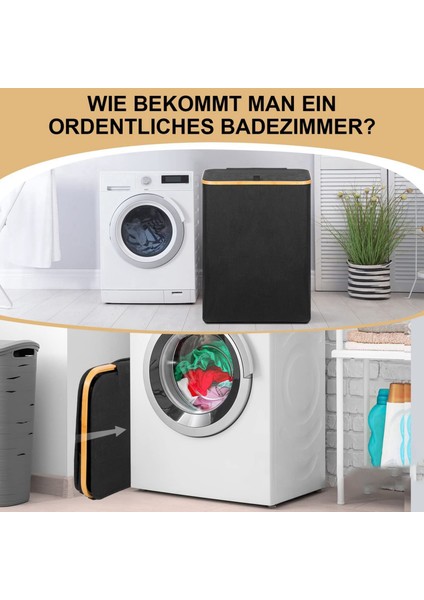 Kapaklı 2x Çamaşır Sepeti Çıkarılabilir Çamaşır Torbası ile Siyah Çamaşır Sepeti - Banyo ve Yatak Odası Için Çamaşırhane Sıralayıcısı (Yurt Dışından) indirimleri