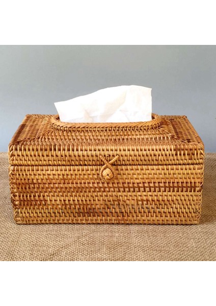 2x Kağıt Raf Rattan Doku Kutusu Zarif Ev Dekorasyonu El Yapımı Masaüstü Doku Konteyneri Peçete Depolama Çantası (Yurt Dışından) fiyatları