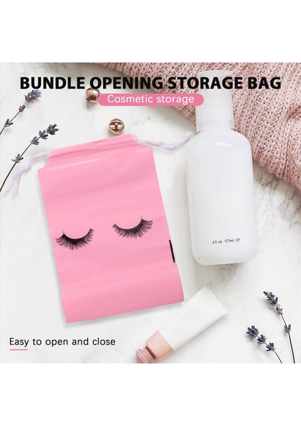 100 Adet Kirpik Sonrası Bakım Torbaları Plastik Makyaj Çantaları Tuvalet Makyaj Çantası Kozmetik Seyahat Pembe S (Yurt Dışından) indirimleri