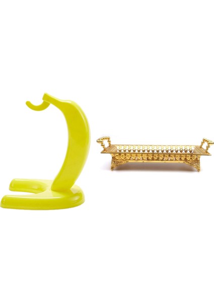 1 Adet Plastik Muz Askı Zemin Tipi Meyve Tutucu Raf ve 1 Adet Avrupa Hassas Meyve Plakası Lüks Altın Tepsisi (Yurt Dışından)