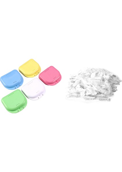 5pcs Ağız Koruma Kasası Ortodontik Diş Tutma Kutusu 100 Adet Tek Kullanımlık Banyo Duş/boyama Saç Kulak Koruyucusu (Yurt Dışından)