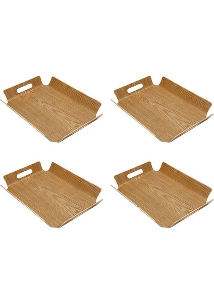 4x Lüks Masa Masası Bambu Içinde Yatak Ekmeği Ahşap Tepsisi Ahşap Meyve Kahvaltı Gıda Pastası Kahve Çayı Servis Tepsisi Tutamaçlarla Servis Tepsisi (Yurt Dışından)