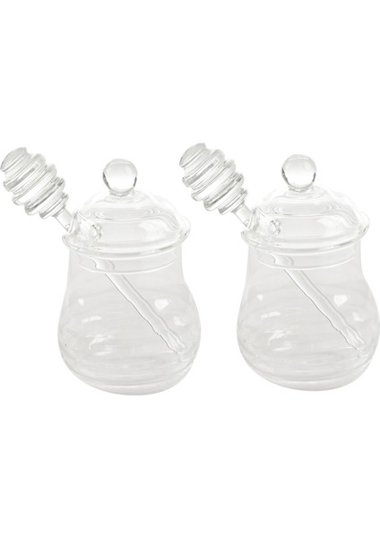 2x Şeffaf Cam Bal Kavanozu ile Kapak Bal Kavanozu ile Kepçe Berrak 9 Ons (Yurt Dışından)