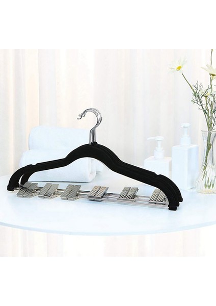 20 Paket Kıyafetli Klipsli Siyah Kadife Askıları Etek ve Kıyafet Askı Pantolonları Için Kullanıyor Ultra Ince Kayma Yok (Yurt Dışından) fırsatları