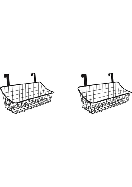 Kanca Izgara Depolama Sepeti ile 2x Sepet Bir Kapının Arkasına Veya Korkuluk Üzerine Dolap Kapısının Üzerine Siyah (Yurt Dışından)