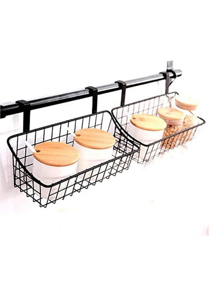 Kanca Izgara Depolama Sepeti ile 2x Sepet Bir Kapının Arkasına Veya Korkuluk Üzerine Dolap Kapısının Üzerine Siyah (Yurt Dışından) fiyatları