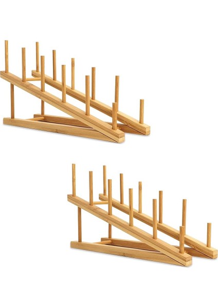2 Adet Ahşap Bulaşık Rafı Bambu Tabak Rafı Stant Kap Kapağı Tutucu Bulaşık Kurutma Rafı Mutfak Dolabı Organizatör Tabak Tabağı Için (Yurt Dışından)