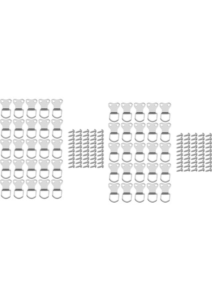 50 Pcs D-Ring Resim Çerçeve Asma Kancalar Çift Delikli Askı Vidalı Gümüş (Yurt Dışından)