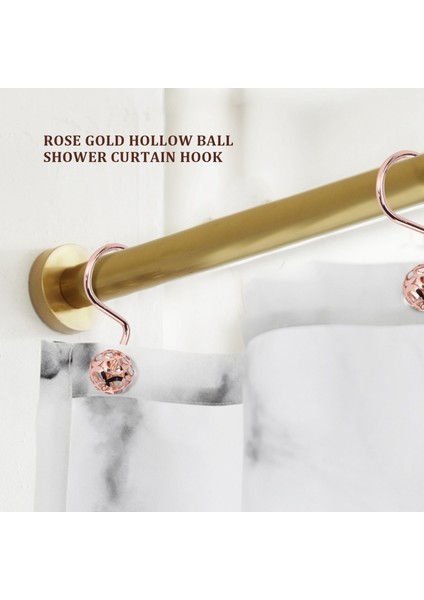 Gül Altın Duş Perdesi Kancaları Yüzükler 12 Dekoratif Duş Perdesi Kancası Seti Banyo Için Metal Pas Yalıtım Duş Yüzükleri (Yurt Dışından) fiyatları