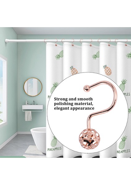 Gül Altın Duş Perdesi Kancaları Yüzükler 12 Dekoratif Duş Perdesi Kancası Seti Banyo Için Metal Pas Yalıtım Duş Yüzükleri (Yurt Dışından) indirimleri