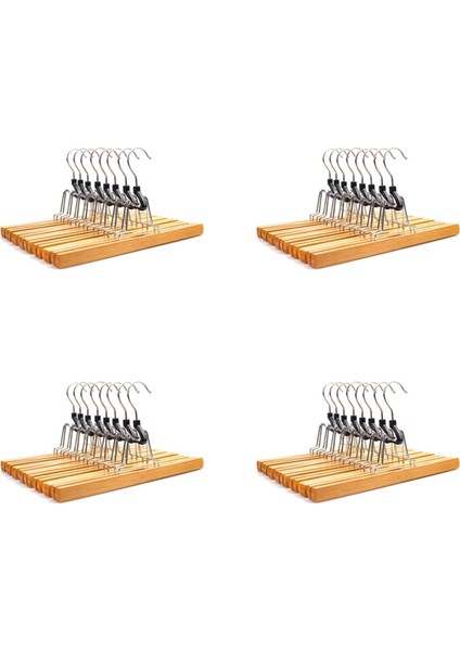 32 Parça Ahşap Serisi Gevşek Askılar Slip Olmayan Ahşap Pantolon Askı 360 Derece Döndürme Anti-Rasta Klip Klipsi Askılar (Yurt Dışından)