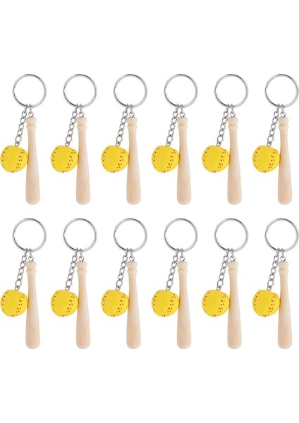 12 Adet Mini Beyzbol Anahtar Zinciriyle Ahşap Beyzbol Sopası Takım Leri Için Spor Anahtarlık Anahtarlık (Yurt Dışından)