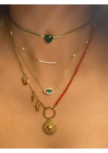 Zümrüt Renkli Kalp Kolye fiyatları