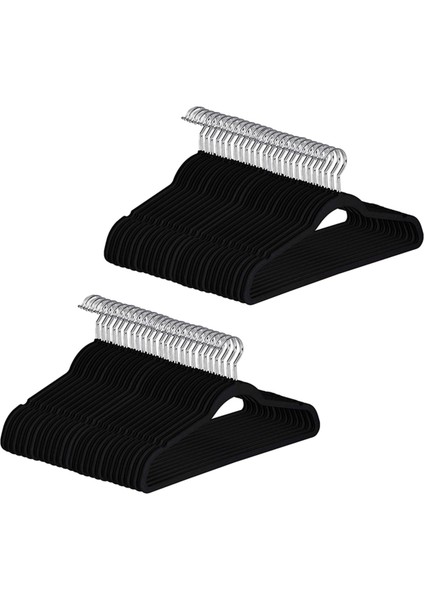 Premium Slip Olmayan Velvet Askılar - Ağır Hizmet - Palto Takım Askı - Siyah (50 Paket) (Yurt Dışından)